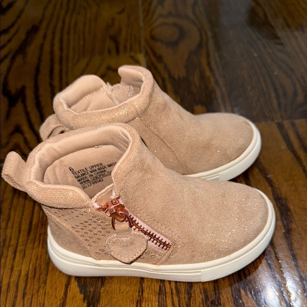 Cupcakes & Cashmere Tan Glitter Ankle Boots with Side Zipper 6